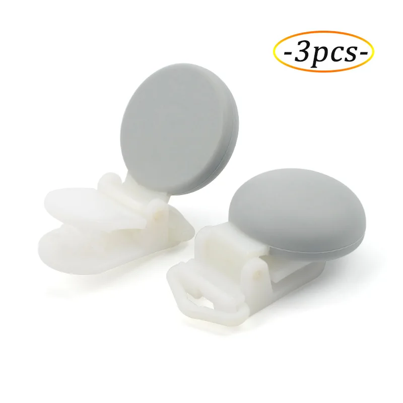 light grey LOFCA, 3 шт., новинка, силиконовая детская соска, зажимы, безопасная цепочка для прорезывания зубов, силиконовая круглая клипса, пластиковые соски для младенцев, аксессуары, игрушки DIY - Цвет: light grey