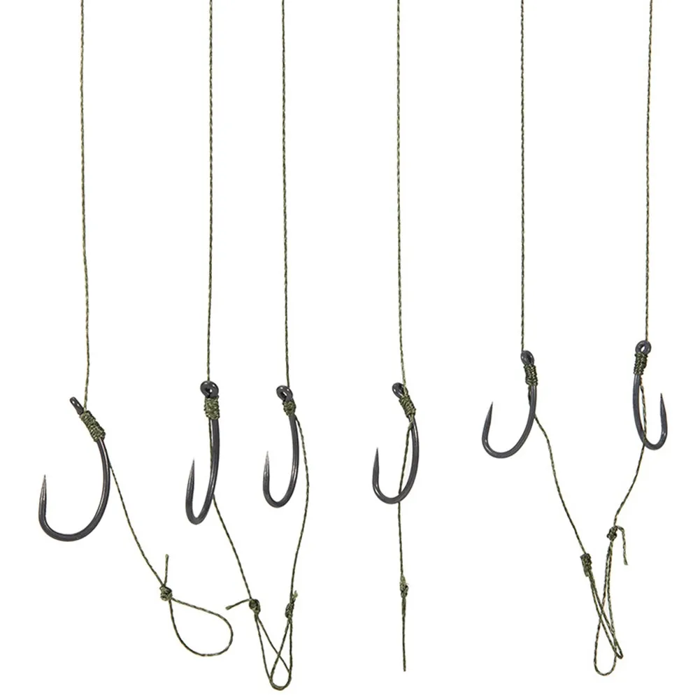 

6pcs Carp Ice Fishing Ready Tied Hair Rigs Barbless/Barbed Hooks Staineless Steel Rolling Swivel Hooks Winter Ice Fishing Iscas
