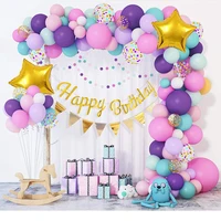 97 pcs birthday party supplies set colorful arched garland golden birthday banner and animal star style aluminum film balloons