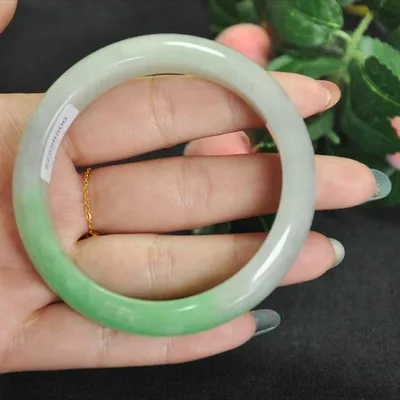 Send Certificate Natural Myanmar Emerald A Grade Light Green Bicolor Jade Bracelet Exquisite Princess Girl Model Girlfriend Mom | Украшения