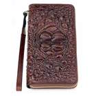 Женский клатч из натуральной кожи, Дамский бумажник на молнии с узором под крокодила, Вместительная деловая мужская сумочка, кошелек для сотового телефона