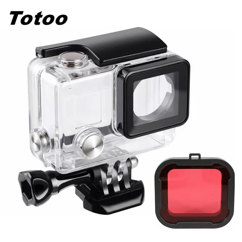 Hero 4 3+ Underwater Waterproof Housings Protection Box Case+Red Filter Dive Lens Cover Kits For GoPro 3+Hero Accessories | Электроника