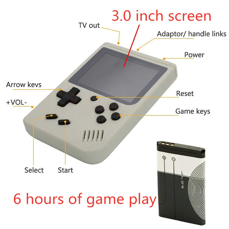 Coolbaby Ретро портативная мини портативная игровая консоль 8-Bit 3,0 дюймов цветной ЖК-дисплей Детский Цветной игровой плеер встроенный 168 для мальчиков видеоигры