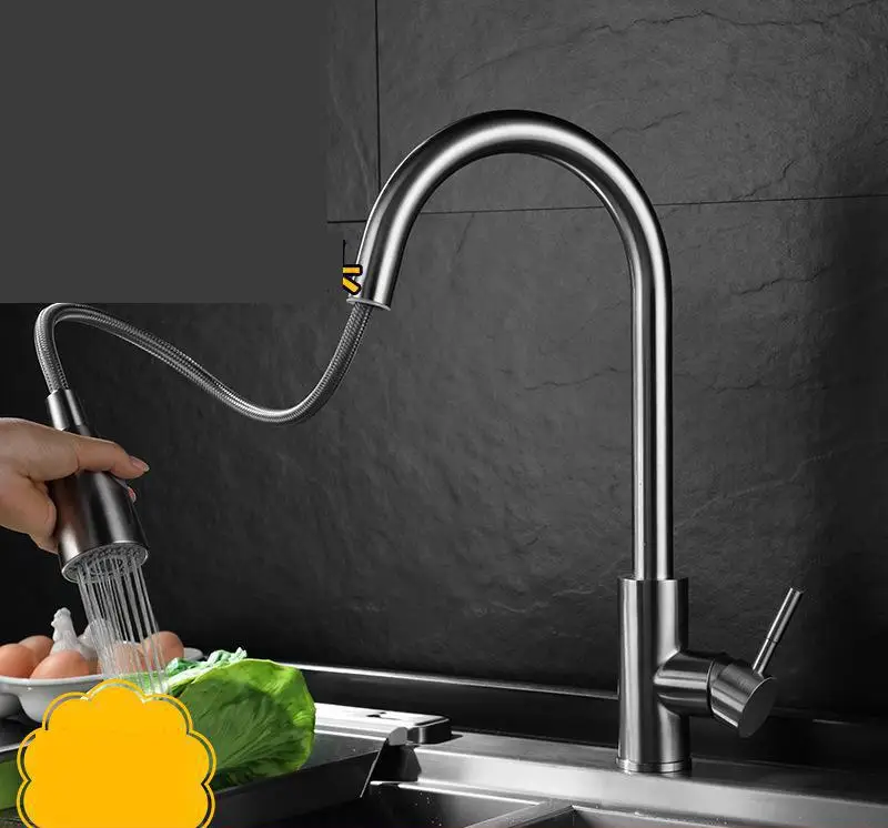 Кухня холодной и горячей насосная кран 304 Нержавеющая сталь раковина из