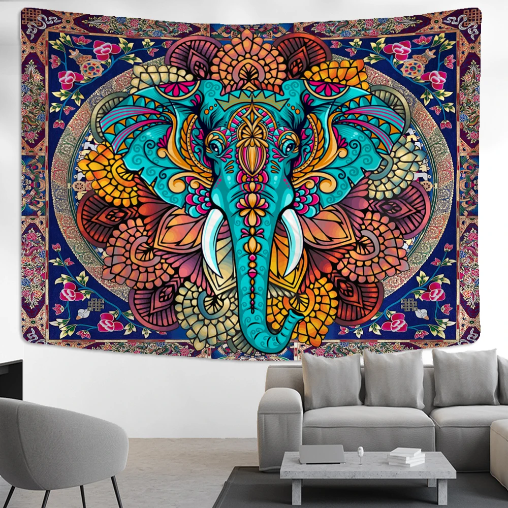 

Elephant Mandala Tapestry Wall Hanging Indian Psychedelic Witchcraft Tapiz Hippie Bedroom Room Home Decor