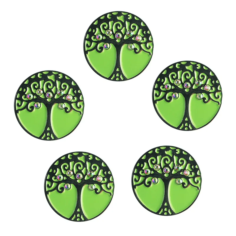 5 tree of life PINMEI Embossied Golf Ball Marks наборы из 5 маркеров для гольфа Подарки для гольфа для леди / детей, подходящие для любых магнитных зажимов для шляп для гольфа - Цвет: 5 tree of life