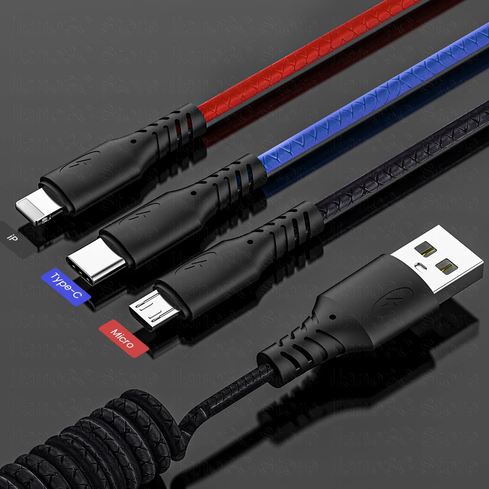 Кабель USB Type-C 3-в-1 для iPhone 13/12/11 Pro/XS 1 2/1 8 м | Мобильные телефоны и аксессуары