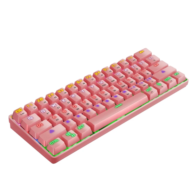 

Multi-Device Wireless/Wired Mini Mechanical Keyboard, 61 Keys Bluetooth Small Portable Gaming Office Keypad