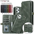 Съемный кожаный чехол для телефона iPhone SE 2020 13 12 Mini 11 Pro XS Max XR X 6 6s 7 8 Plus, откидной бумажник, слот для карт, чехол-подставка