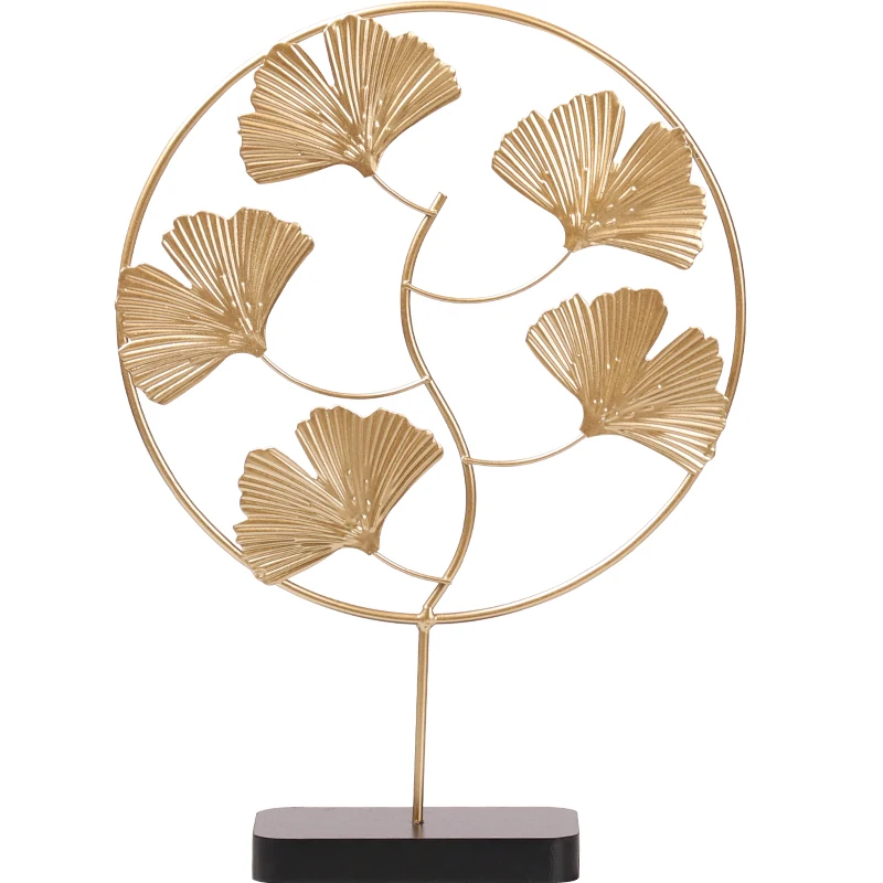 Скандинавская Золотая кованая железная листья гинкго украшение для дома