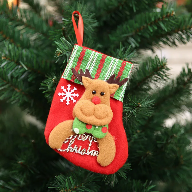 1 шт., рождественские чулки, подвесные украшения на елку, новогодний мешок для конфет, подарочные носки, чулки, Рождественский орнамент