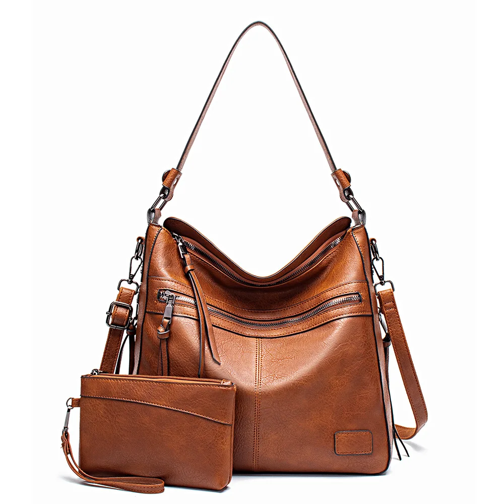 

2 Pcs/set Handbag Composite Bags Solid Leather Shoulder Bags for women 2022 Large Tote Messenger women Bag sac bolsa feminina