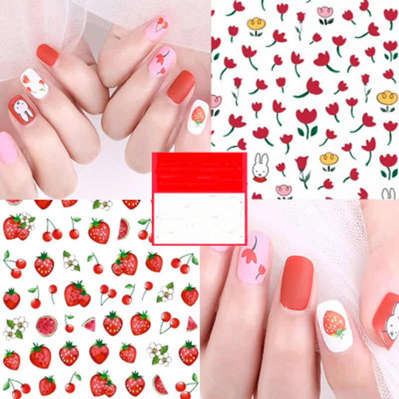 9 шт./компл. 3D Мути цветная наклейка для ногтей Летний Цветок Клей DIY домашний