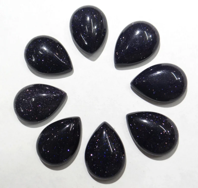 

wholesale 13x18mm 30pcs/lot Natural Blue sand stone water drop CAB cabochon no holes beads for Jewelry& making Accessories
