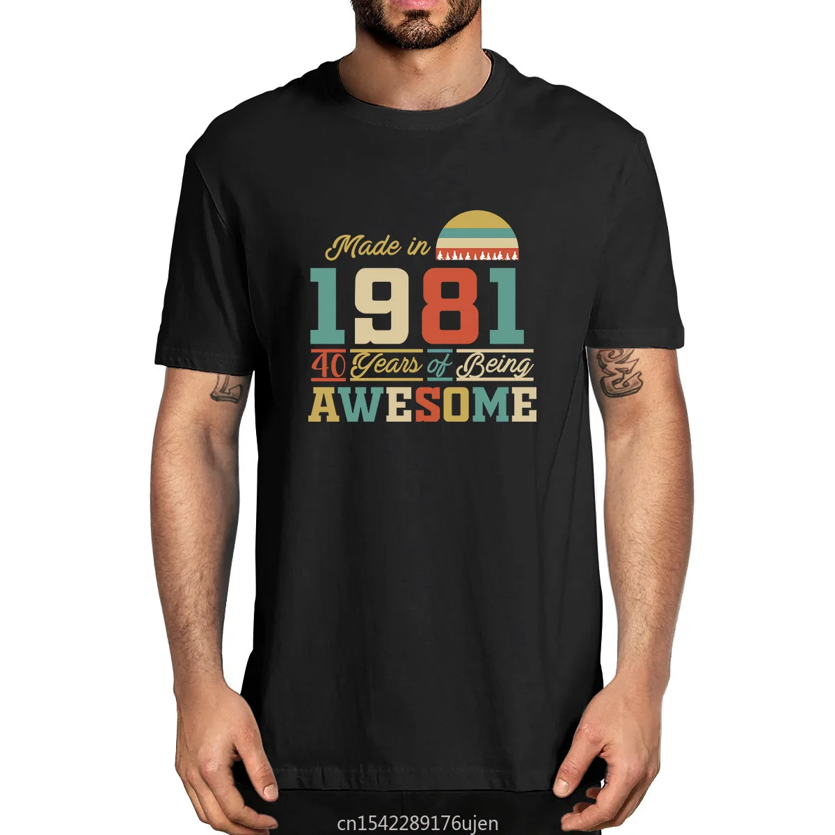 

Vintage Made In 1981 40th Birthday Gift Awesome 88th Birthday Vintage Funny Tshirt Men's Lycra T-Shirt Streetwear Tees