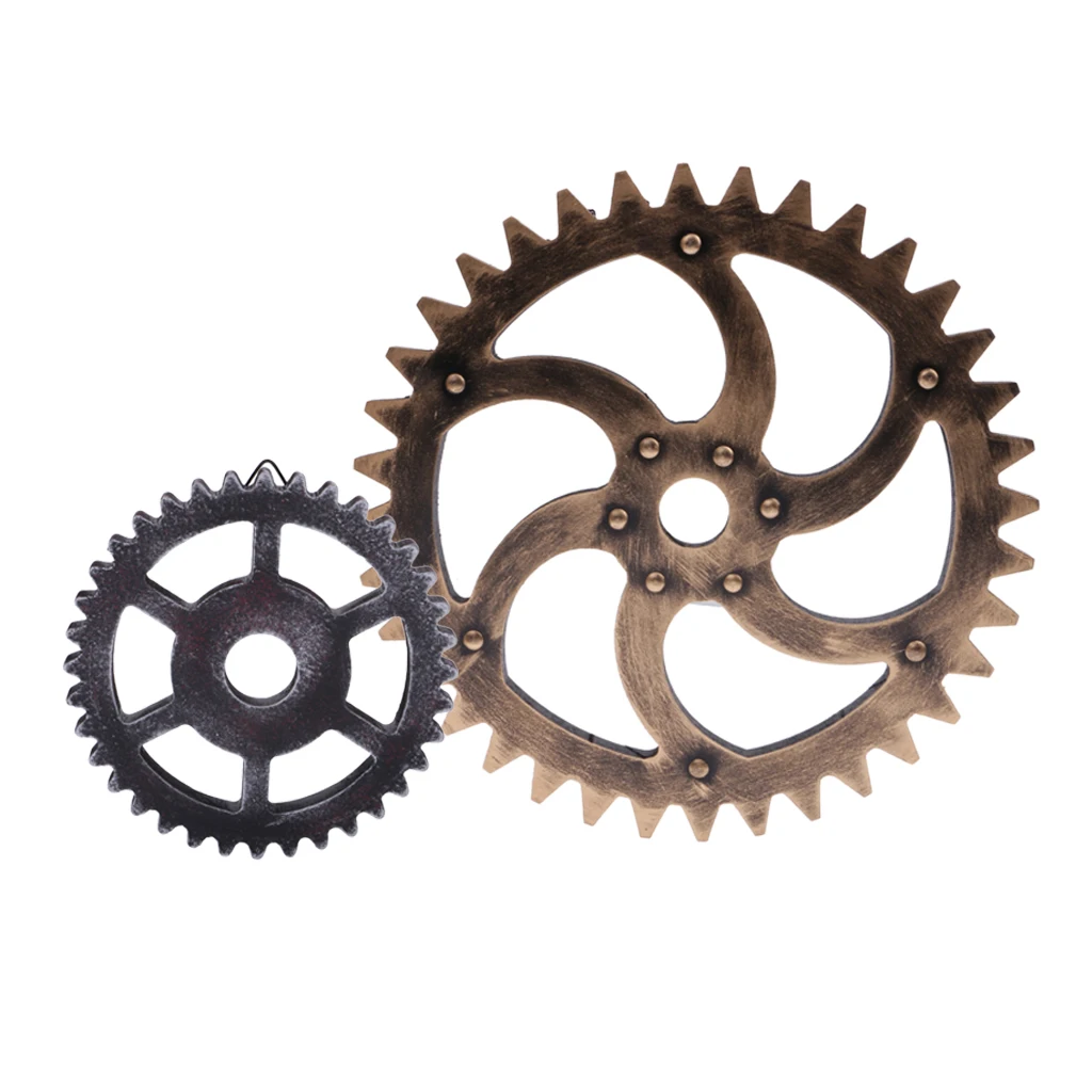 

2X Wood Steampunk Gear Wheel Home Bar Shop Wall Art Hanging Decor 29cm 12cm