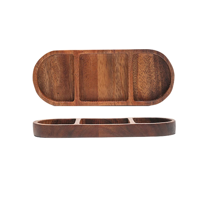 

20.3x7.8cm Japanese style wooden dish three lattices snack dish tableware snack plate sushi plate