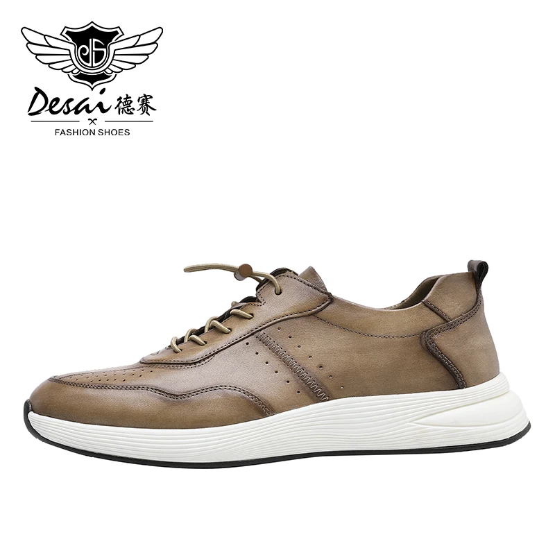 Desai Man Office Shoes For Men Brand Genuine Leather Men's Casual Male Sports Outdoor Walking Sneakers Design Fashion | Обувь