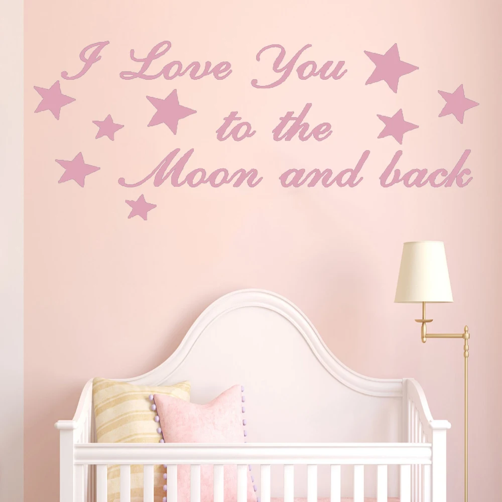 Я люблю тебя на Луну и заднюю стену наклейки для девочек детские спальни