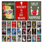 Металлические жестяные наклейки на стену для хоккея и жизни, настенные Стикеры для спорта, украшение для дома, плакат для бара, кафе, магазина, спортзала, железная живопись