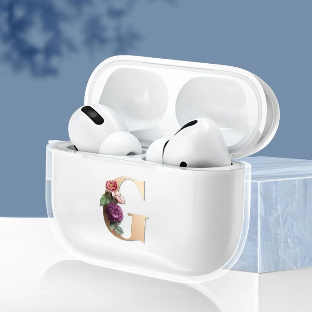 

Name Letter Flowers Case For AirPods Pro Transparent TPU Clear Protector For Apple Air pod 3 Charging Box Cover Earphone Thin