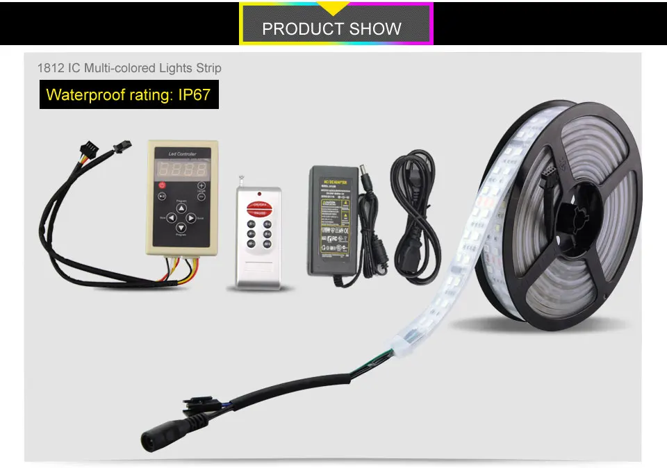 Светодиодная лента постоянного тока 12 В RGB ws1812 Smart IP68 водонепроницаемая лента 5 м+ 12 В 8A блок питания+ пульт дистанционного управления ws1812 600 светодиодный s