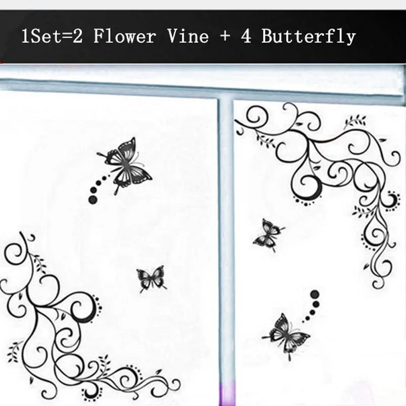 

Home & Kitchen Butterfly and Vine DIY Removable Vinyl Decal Art Mural Home Decor Wall Stickers FBS889
