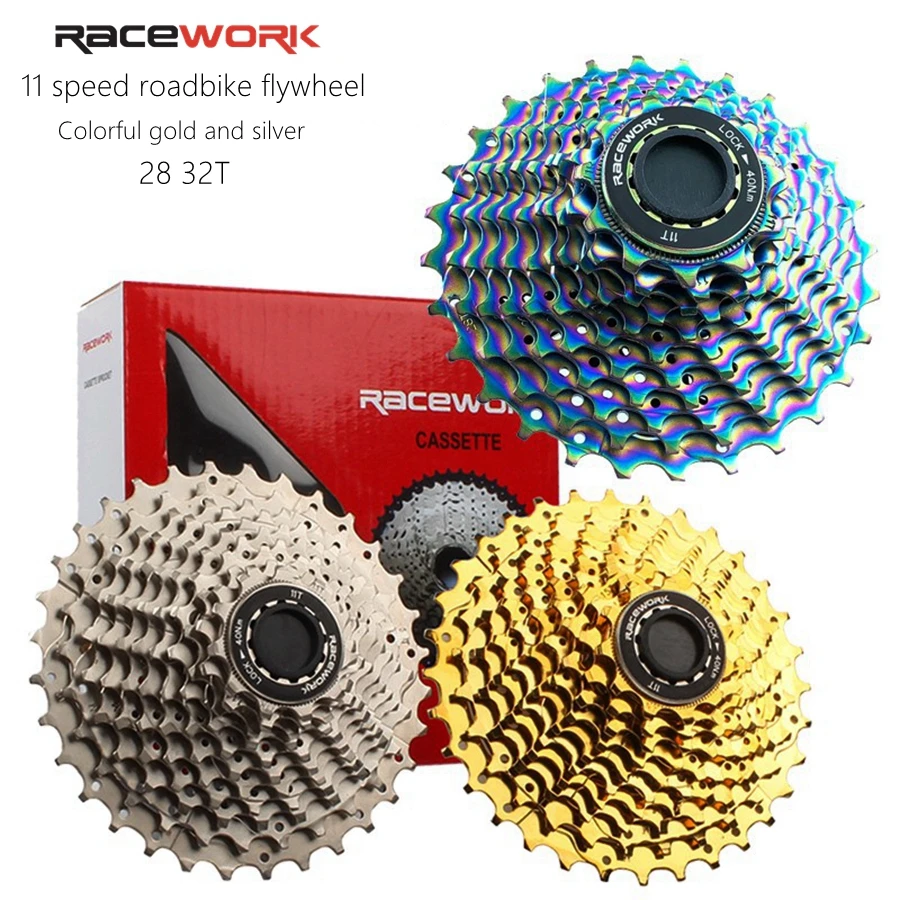 

RACEWORK Road Bike 11 Speed Cassette 28T 32T Bicycle Freewheel Gold silver colorfull Flywheel For Shimamo 105 6800 R7000 R8000