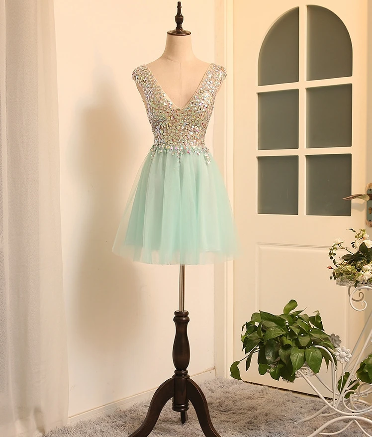 

Женское короткое платье для выпускного вечера, синее Привлекательное платье без рукавов с глубоким V-образным вырезом, расшитое бисером, роскошное платье для вечеринки и выпускного вечера, 2020