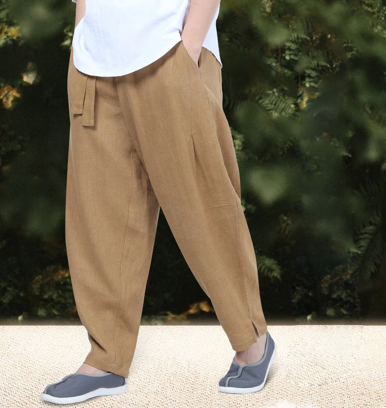 Брюки унисекс из хлопка и рами Сезон весна лето 5 цветов шаровары для занятий