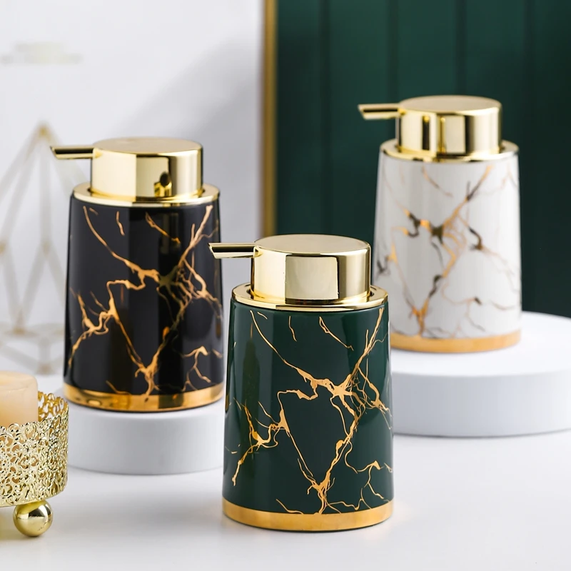 

Marble Manual Press Soap Dispenser Luxury Replacement Shampoo Bottle Dispenser Empty Pump Seifenspender Bathroom Accessories