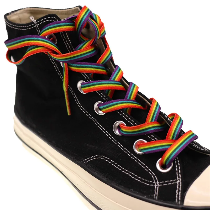10 Pairs Gradient Rainbow Shoelaces Flat Colorful Shoestrings for High Top Canvas Shoes Printing Shoelaces Accesories Popular