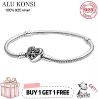 new hot sale 100 real 925 sterling silver pan love heart tree shape bracelet for women fit original charms bangle diy jewelry