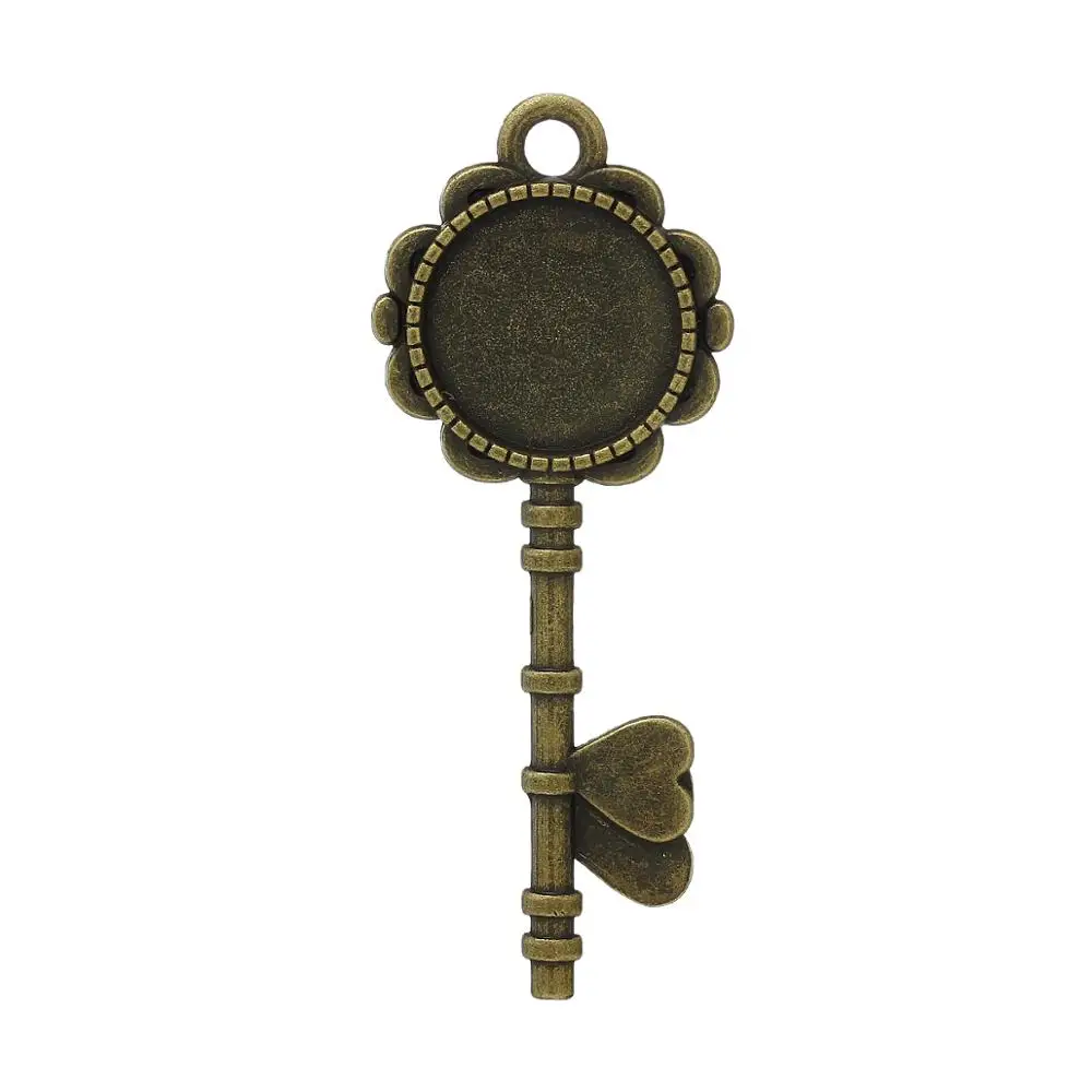 

DoreenBeads Zinc Based Alloy Cabochon Setting Pendants Key Antique Bronze For Jewelry DIY (Fits 20mm Dia.) 73mm x 29mm, 20 PCs