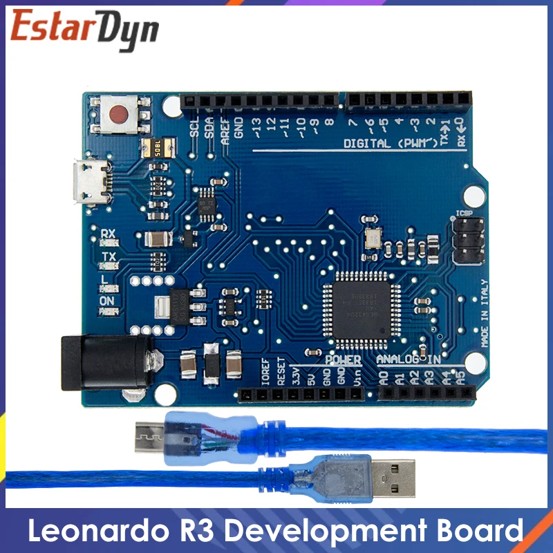 Макетная плата Leonardo R3 + USB-кабель ATMEGA32U4 для Arduino |