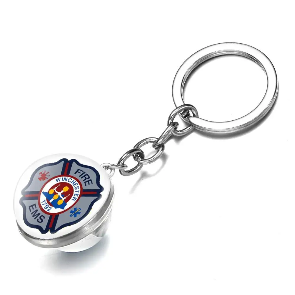 SONGDA высококачественный брелок для ключей Fire Dept с рисунком из стекла ручной