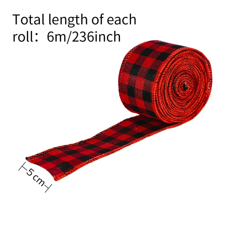 Рождественская клетчатая лента украшение сделай сам для подарочной елки 6