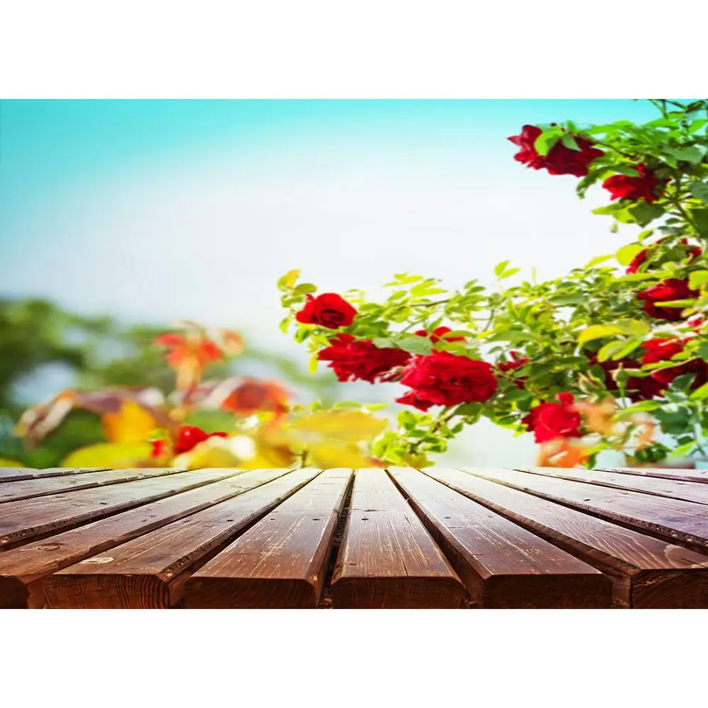 

Vinyl Custom Photography Backdrops Prop Flower and wood Planks Theme Photography Background DR20220-06