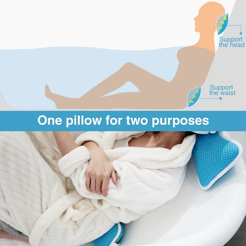 

Bathtub Soft Neck Headrest Cushion Home Spa Elastic with Suction Cups Ergonomic 3D Mesh Shower Bath Pillow Non-Slip
