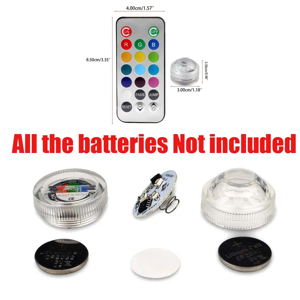 Водонепроницаемая погружная Светодиодная лампа RGB на батарейках подводный