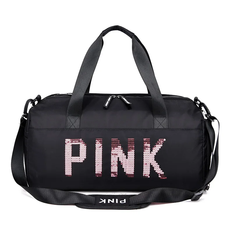 

Sequins Pink Gym Bag Women Shoe Compartment Waterproof Sport Bags for Fitness Training Yoga Travel Bag