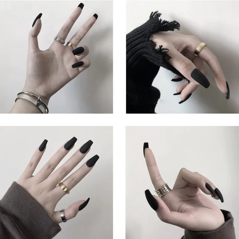 Матовые красные черные белые накладные ногти с расширением ногтей для