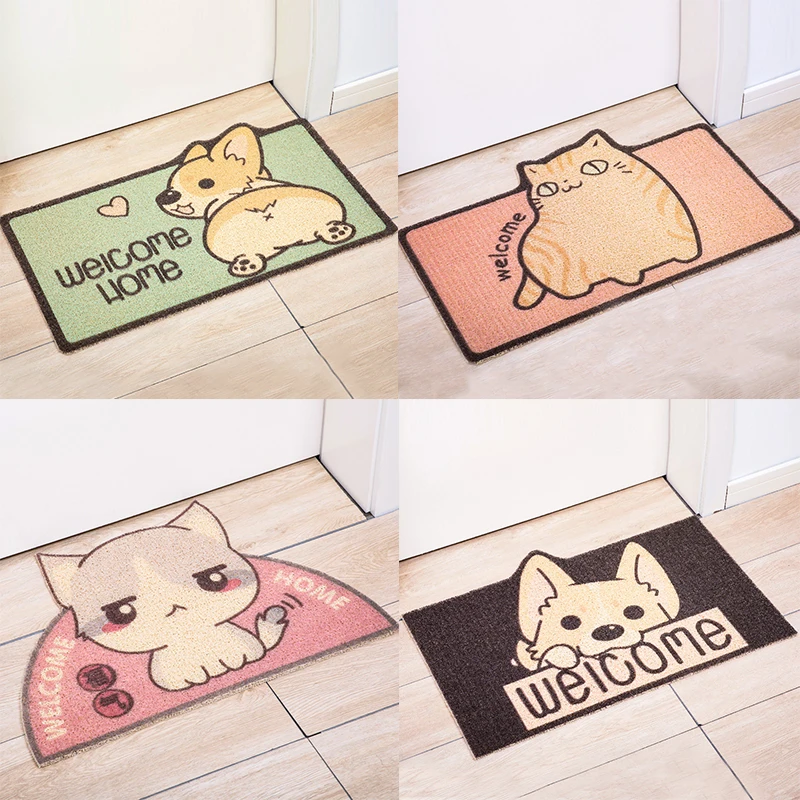 

Cartoon Front Door Mat Cute Welcome Home Entrance Doormat Bathroom Hallway Indoor Door Mats PVC Non-slip Bath Entrance Door