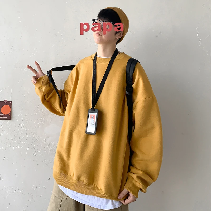 

2020 solid color sweatshirt men's fashion trend hoodie spring and autumn casual street wear high-quality clothes couple wear
