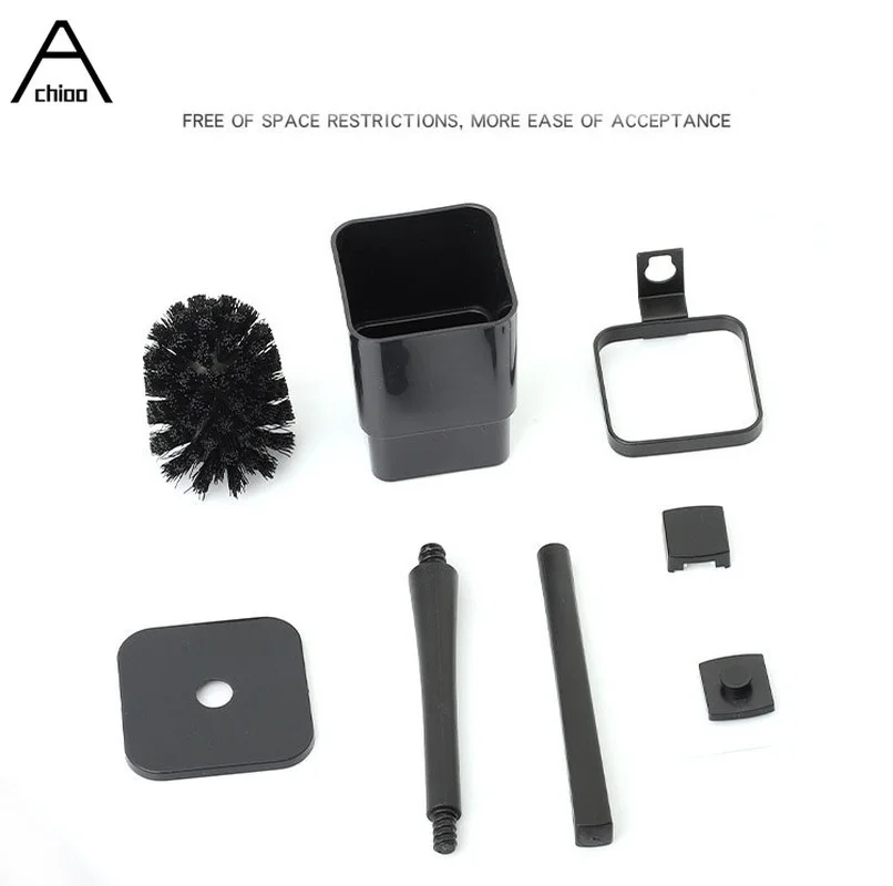 black toilet brush with holder plastic wall mounted corner brushes modern bathroom cleaning tool set wc washing accessories free global shipping