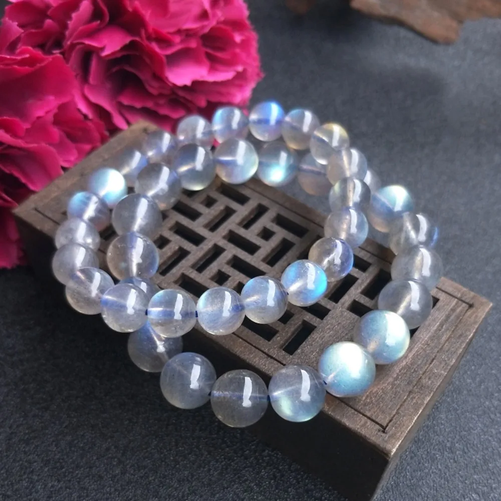 

labradorite blue rainbow color round 8-9mm AAA bracelet 7.5inch FPPJ wholesale beads nature