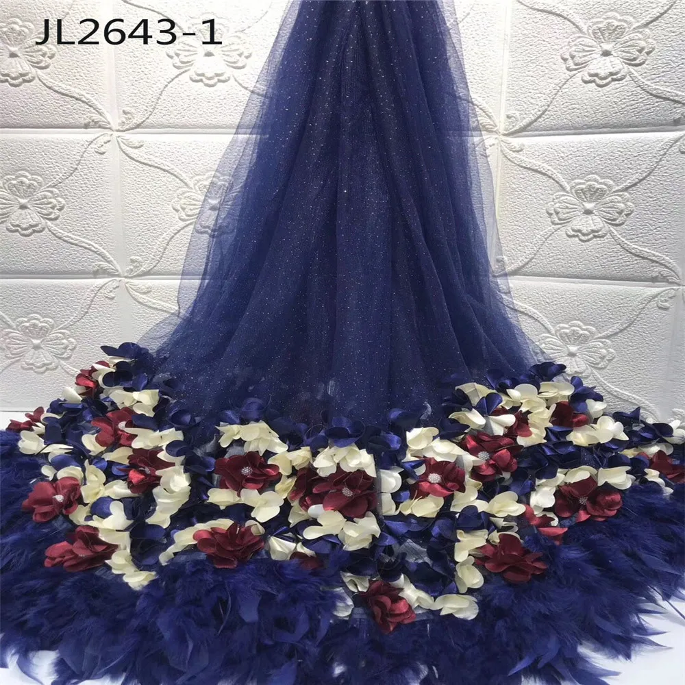 Новейший модный стиль серый цвет блестящая Вышивка перо Сетка кружево Вечерние