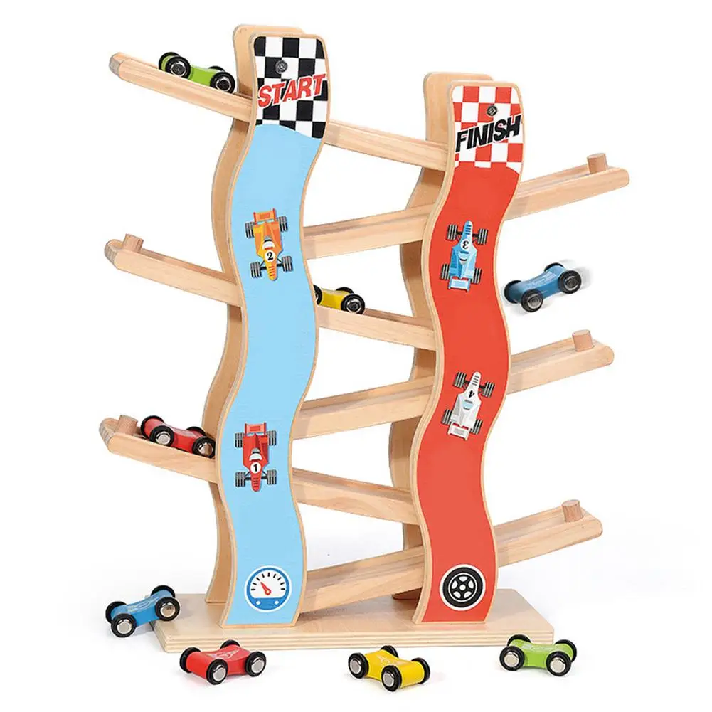 

Kids Race Track Toy Set Wooden 6-Layer Race Track Sliding Cars Toy Gift Diecasts Slide Ladder Car Toy For Children