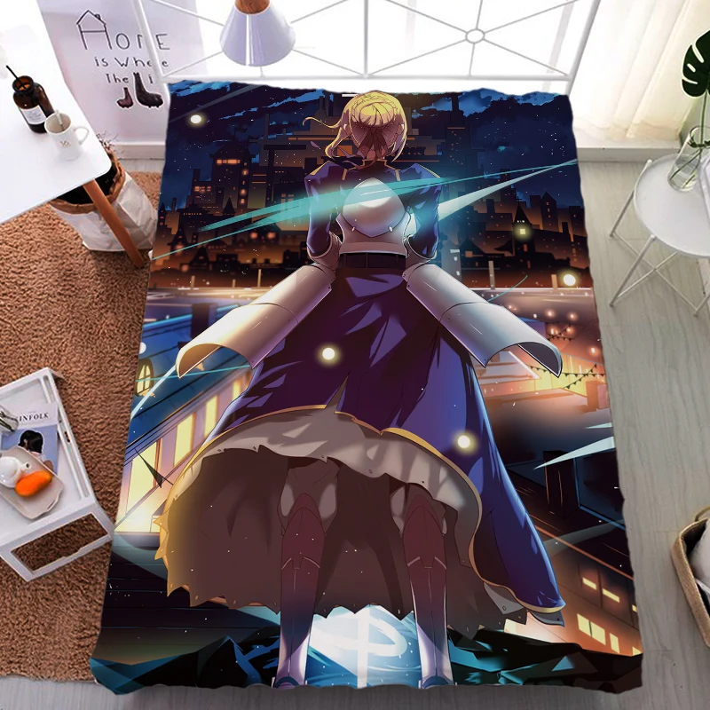 

Coscase August update Anime Fate/Grand Order FGO Jeanne d'Arc & Scathach Milk Fiber Bed Sheet Flannel Blanket Summer Quilt