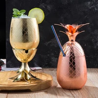 550ml moscow mule copper mug pineapple shape stainless steel cocktail coffee milk cup kitchen bar drinkware
